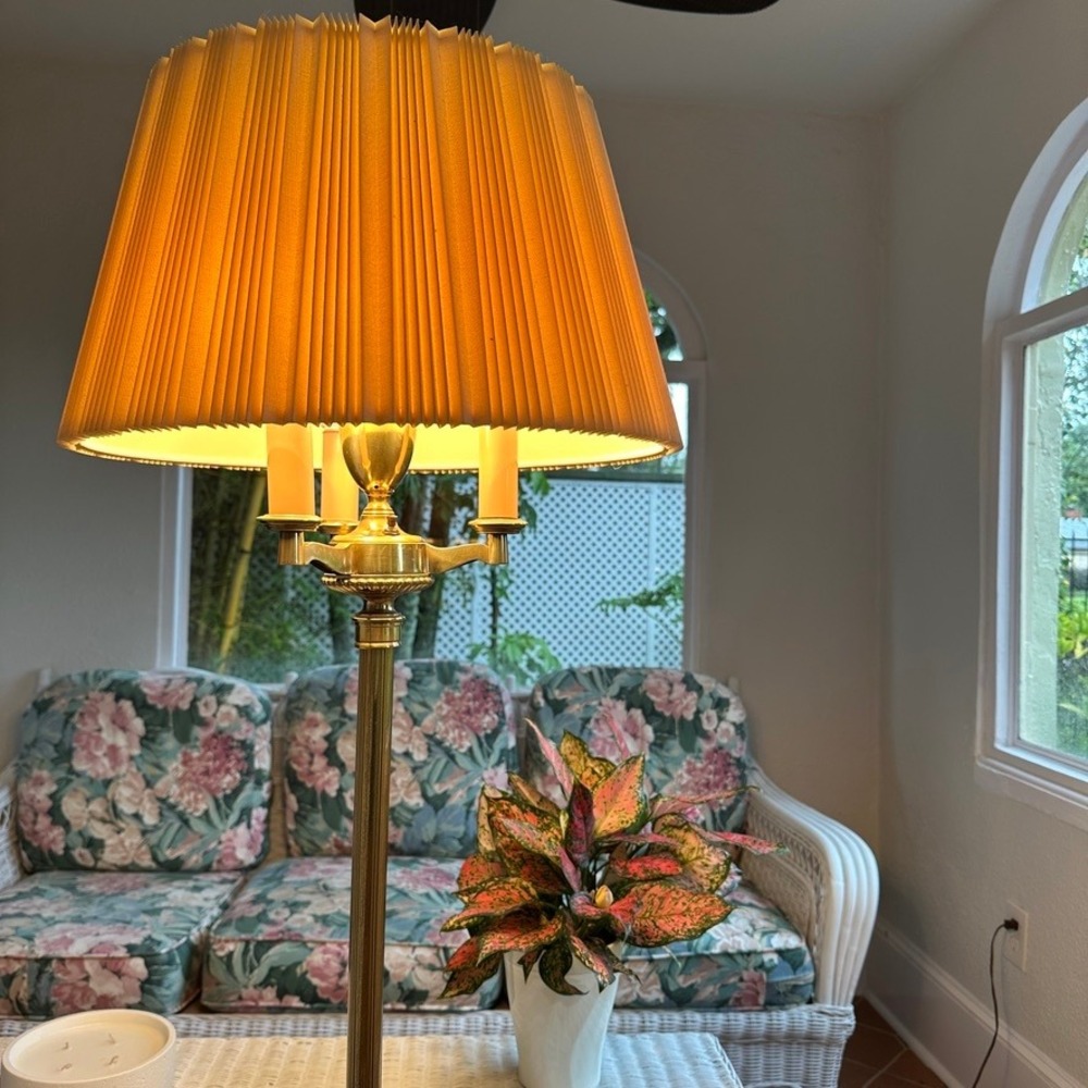 Vintage STIFFEL Brass 4-Light Torchiere Floor Lamp | Hollywood Regency Glamour